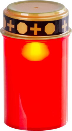 Kahanec na hrob s LED sviečkou, červený, 12 cm, súčasť balenia 2xAA