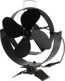 Ventilátor Strend Pro, krbový, s úchytom na dymovod a magnetom, poháňaný teplom, 4-lopatkový, čierny