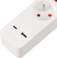 Predlžovací kábel LG-FB603K, 1,4 m, 3× zásuvka + vypínač, USB A/C 1 detail