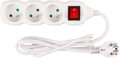 Predlžovací kábel DG-F803BK 1,5 m, biely, 3 zásuvky + vypínač