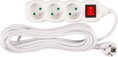 Predlžovací kábel DG-F803BK 5 m, biely, 3 zásuvky + vypínač