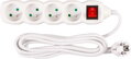 Predlžovací kábel DG-F804BK 3 m, biely, 4 zásuvky + vypínač
