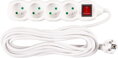 Predlžovací kábel DG-F804BK 7 m, biely, 4 zásuvky + vypínač