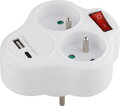 Zásuvka Strend Pro, rozdvojka, biela, 2×16 A, USB A+C, vypínač