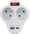 Zásuvka Strend Pro, rozdvojka, biela, 2×16 A, USB A+C, vypínač