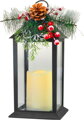 Vianočný lampáš plast, čierny, 1xLED žltá, 14x14x32.2 cm, 3xAAA