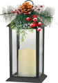 Vianočný lampáš plast, čierny, 1xLED žltá, 14x14x32.2 cm, 3xAAA