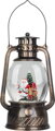Vianočný lampáš Santa, čierny, 12×10×20,5 cm, 1× LED, 3×AA