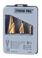 Sada vrtákov STREND PRO SS422, 4-12, 4-20, 4-32 mm, TiN, HSS 4241, stupňovité, špirálové, 3, náradie