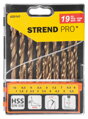 Sada vrtákov STREND PRO FD032, 19 dielna, TiN, HSS