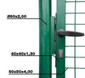 Brána Strend Pro METALTEC ECO, 1000/1400/50x50 mm, hranatý rám, zelená, jednokrídlová, záhradná, ZN+PVC, RAL6005, 2, náradie