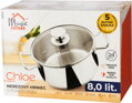 Hrniec MagicHome Chloe, 24 cm, 8 lit., so sklenenou pokrievkou, nerez