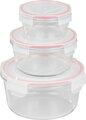 Dózy MagicHome sada 3 ks, sklenené okrúhle, 370/800/1500 ml