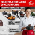 Pokrievka MagicHome Black Marble Line, 24 cm, sklenená