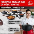 Pokrievka MagicHome Black Marble Line, 26 cm, sklenená