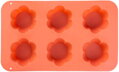 Forma na pečenie, na 6 muffinov, silikón, vzor kvet, červená, 28,6x17,2cm, 8, náradie