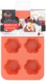 Forma na pečenie, na 6 muffinov, silikón, vzor kvet, červená, 28,6x17,2cm, 10, náradie