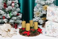 Adventný veniec MagicHome, prírodný, červený, 25 cm