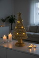 Dekorácia MagicHome Vianoce, stromček LED, polyresin, zlatý, 15,5x11x31 cm
