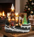 Vianočná dekorácia Kostol, 8 LED meniaca farby, s melódiami, 3xAA, interiér, 21x14,5x20,8 cm