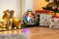 Vianočná dekorácia Balet v guli, 7 LED, farebná, s melódiami