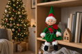 Dekorácia MagicHome Vianoce, elf, textil, zelený, 14/35 cm