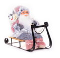 Vianočná dekorácia Santa na sánkach, sivo-ružový, 46 cm