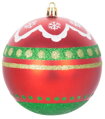Vianočné gule na stromček 4 ks, červeno-zelené, s ornamentami, 10 cm