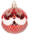 Vianočné gule na stromček 9 ks, červené s ornamentom, 6 cm 8 detail