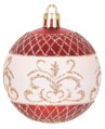 Vianočné gule na stromček 9 ks, červené s ornamentom, 6 cm 9 detail