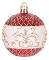 Vianočné gule na stromček 9 ks, červené s ornamentom, 6 cm