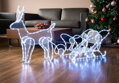 Vianočná dekorácia Sob so saňami, 312 LED, studená biela, exteriér