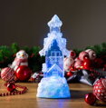 Vianočná dekorácia Domček, LED, meniaca farby, s plávajúcimi trblietkami, PE, 2xAA, 9,50x9