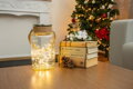 Vianočná dekorácia Sklenená dóza, 30 LED teplá biela, 3xAAA, IP44, exteriér, 13x23,5 cm