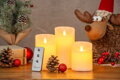 Sviečky MagicHome Vianoce, sada 3 ks, LED, 3xAAA, pravý vosk, jednoduché svietenie, časovač, pohyblivý plameň, 7,5x10; 12,5; 15 cm, 2, náradie