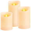 Sviečky sada 3 ks, LED, pravý vosk, časovač, pohyblivý plameň