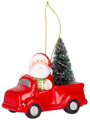 Vianočná dekorácia Santa v aute, LED, terakota, 12,5x6x11,8 cm