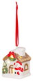 Vianočná dekorácia Domček so snehuliakom, LED, terakota, závesný, 5,8x5x7 cm, 3, náradie