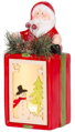 Vianočná dekorácia Darček so santom, LED, terakota, závesný, 9x8x17,7 cm, 3, náradie