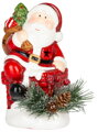 Vianočná dekorácia Santa s čečinou, LED, terakota, 13,7 cm