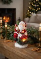 Vianočná dekorácia Santa s čečinou, LED, terakota, 13,7 cm