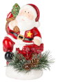 Vianočná dekorácia Santa s čečinou, LED, terakota, 13,7 cm