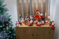 Vianočná dekorácia Santa na saniach, LED, terakota, 12,6x8,5x11,5 cm