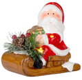 Vianočná dekorácia Santa na saniach, LED, terakota, 12,6x8,5x11,5 cm