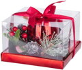 Vianočný svietnik na stôl 15,3x15,3x10 cm, červený, s čečinou, imitácia dreva, 3, náradie