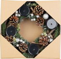 Adventný veniec MagicHome Vianoce, drevený, strieborný, 30x30x7 cm