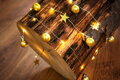 Vianočné osvetlenie na stromček reťaz Ball, 20 LED teplá biela, s guľami a hviezdami, zlatá, 2xAA, jednoduché svietenie, osvetlenie, L-1,9 m 2 detail