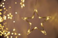 Vianočné osvetlenie reťaz Curtain, 138× LED, teplá biela, s hviezdami, 2,2×0,9 m, exteriér