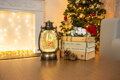 Vianočný lampáš Retro, LED, so santom, s trblietkami, čierny, 3xAA, plast, 13x11x24/35 cm, 3, náradie