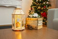 Vianočný lampáš Drevená dedinka, 9 LED, teplá biela, 16,5x14x30 cm, 3, náradie